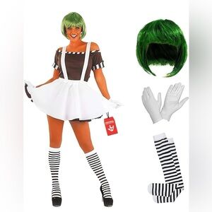 Women's Whimsical Factory Worker Costume - Brown, White, Green